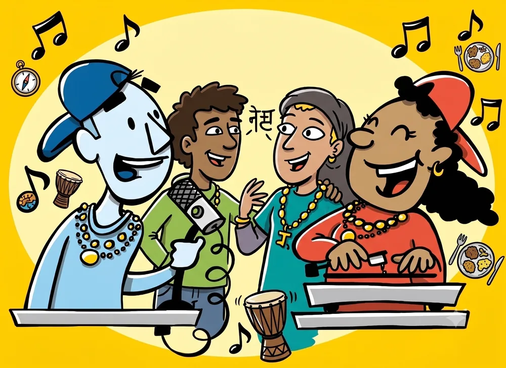 Zwei junge Menschen machen gemeinsam Musik